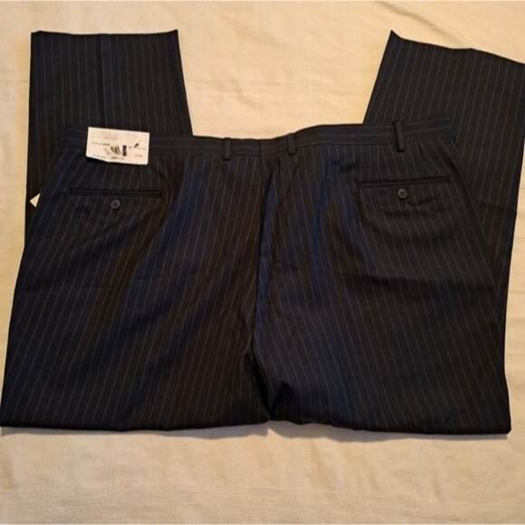 Michael Strahan men's size 48 x 30 blue & gray pin stripe dress pants, NWT - Picture 5 of 7